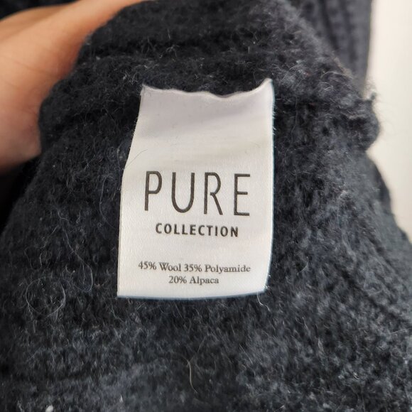Pure Collection Wool Alpaca Blend Chunky Ribbed Knit V-Neck Sweater sz 4 - Picture 5 of 7